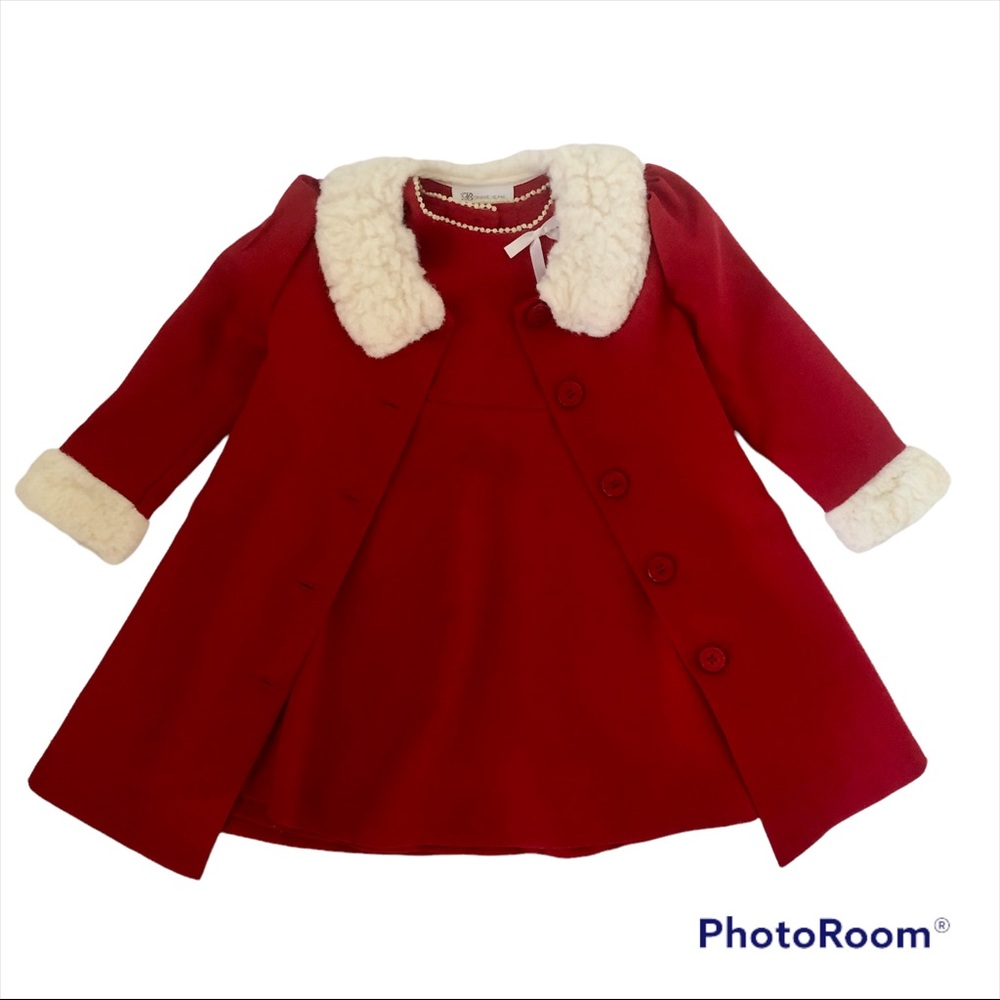 Bonnie Jean 2 piece Dress & Coat Set Red and white Size 3T